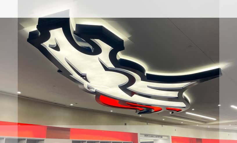 Broncos Ceiling Logo Led Lighting Closeup
