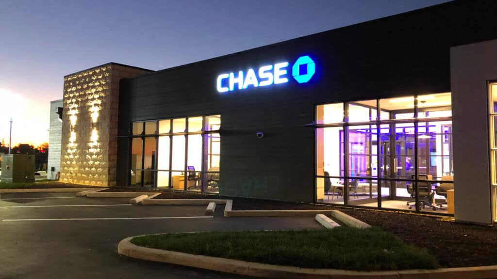 Chase Bank Exterior Night Angle 2