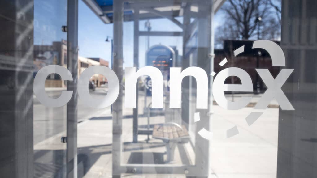 Connex Logo Bus Shelter Glass Panel