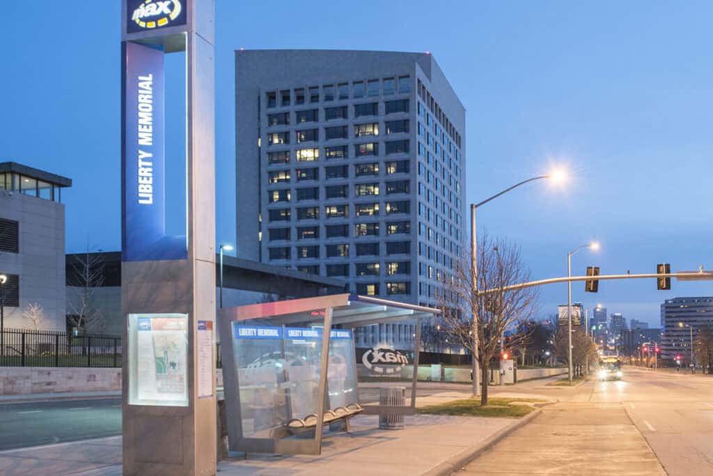 Liberty Memorial Bus Stop Kansas City Night